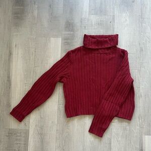 Col roulé en laine rouge